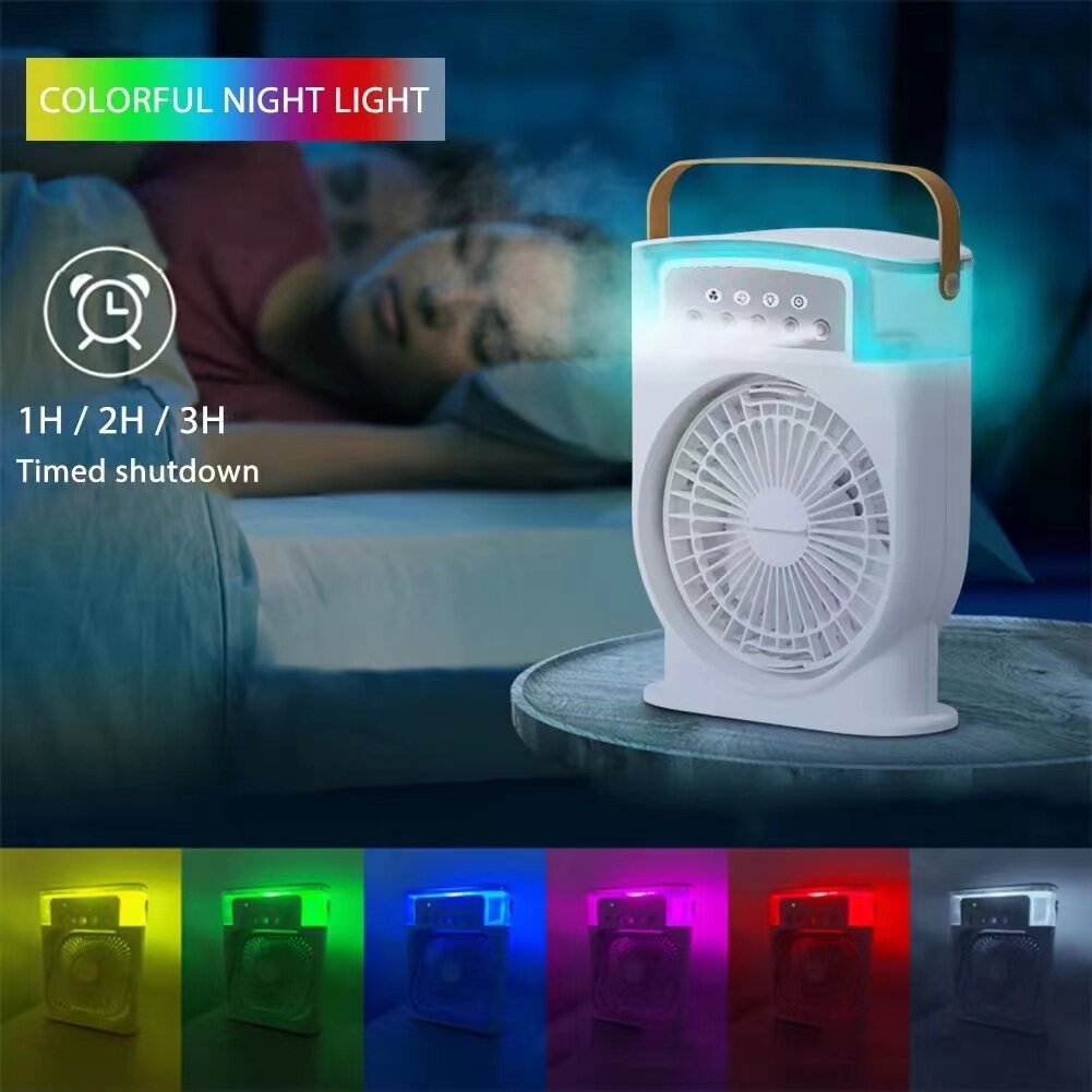Portable USB Air Conditioner Cooling Fan With 5 Sprays 7 Color Light - Crazyshopy